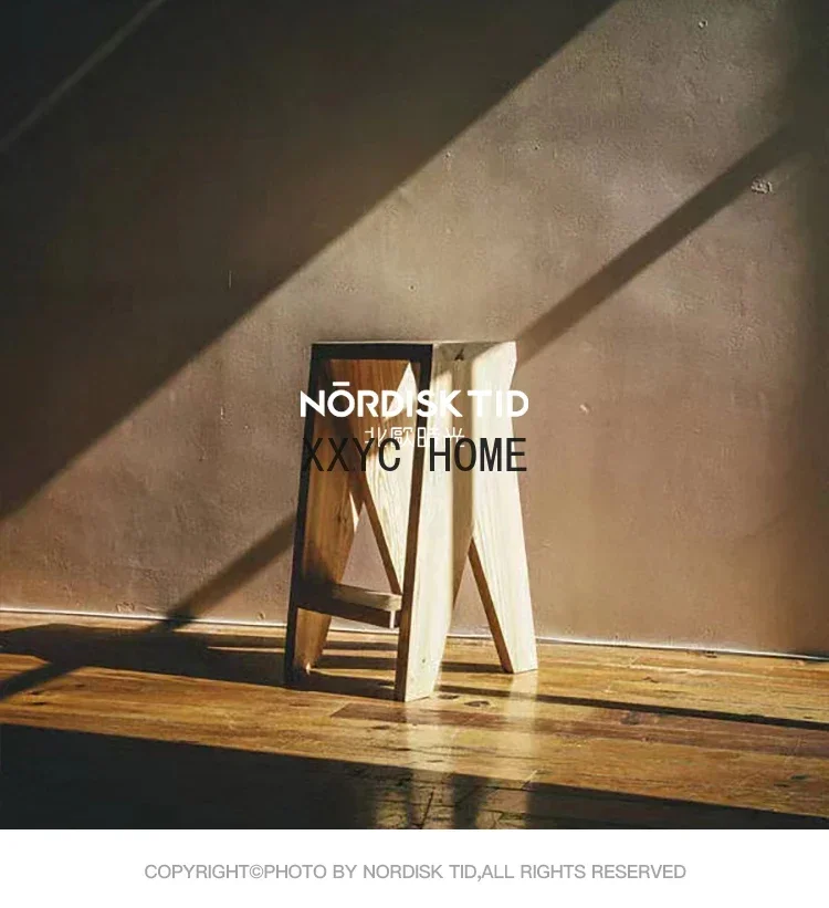 

YJ Nordic Solid Wood High Stool Household Bar Stool Japanese Style Log
