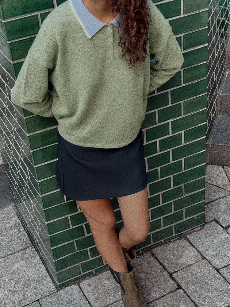 

Sweet Faionable Knitted irt Women's Autumn New Arrival Casual Sle Long Sve oulder-Length Regular Fit Overhead