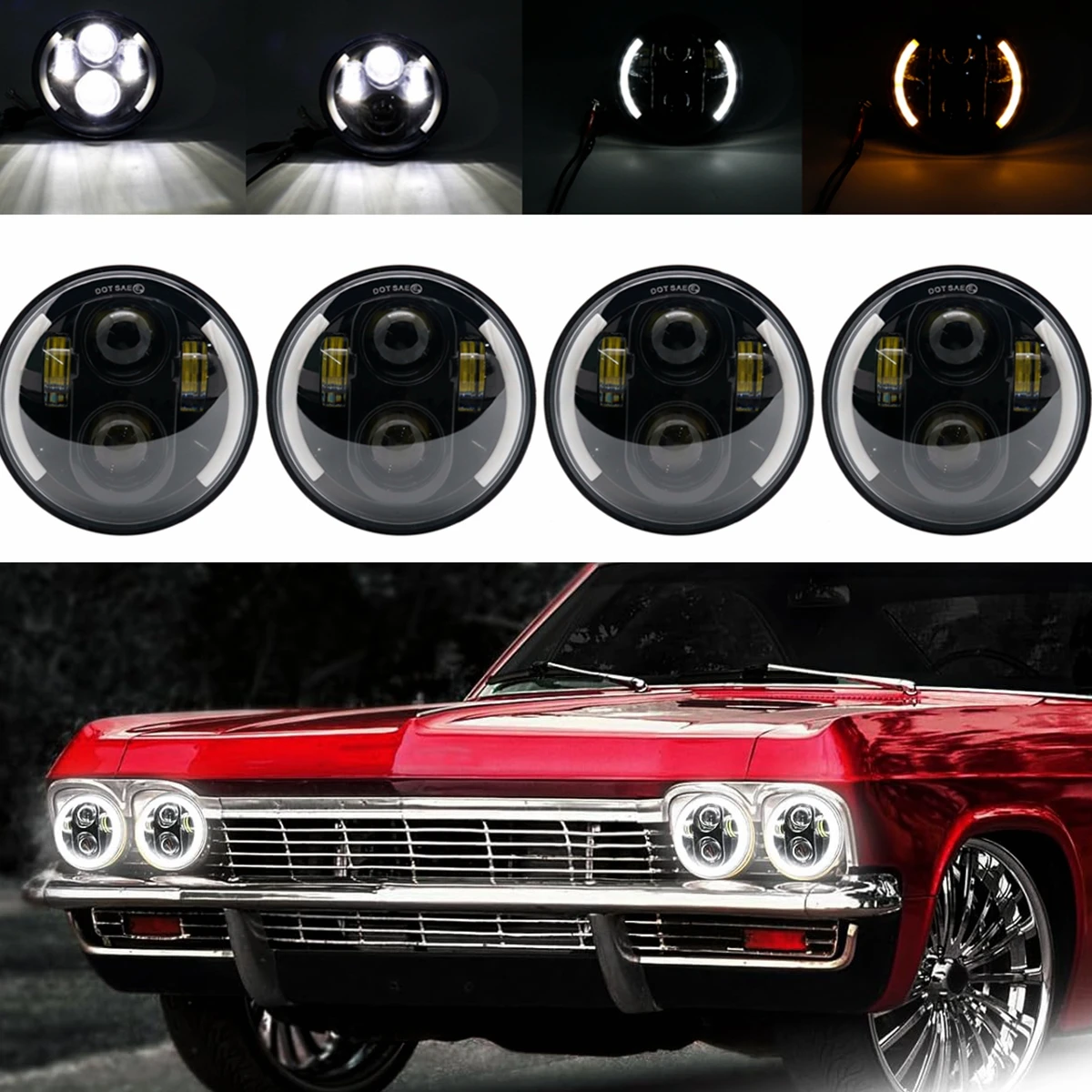Faro de motocicleta para coche Harley Thunder, faro LED de 5,75 pulgadas H4 para Peterbilt 349 yamaha grizzly Twizy Datsun 620 Jaguar
