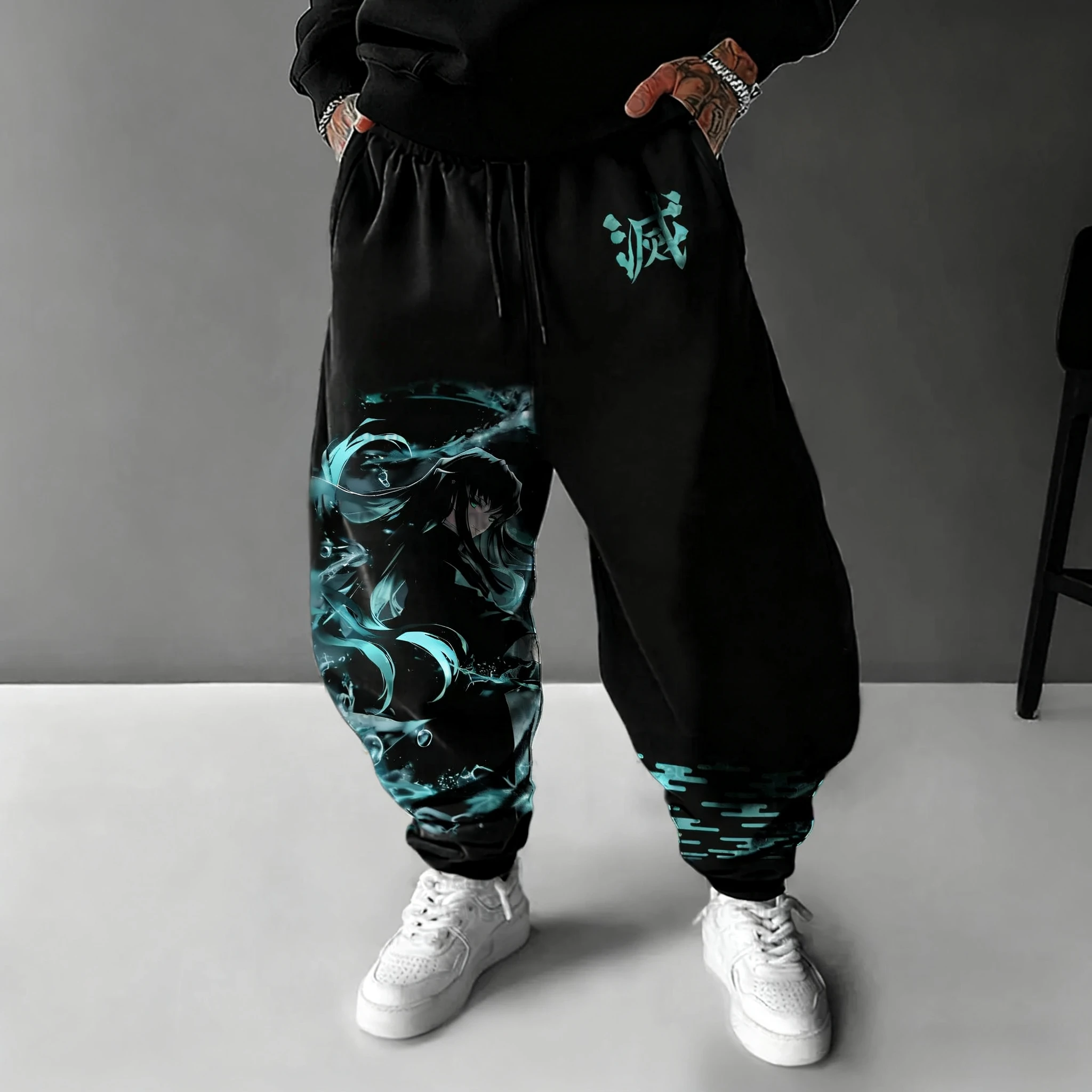 

American Trend Demon Slayer Anime Print Sweatpants Autumn Winter New Loose Men's Trousers Vintage Casual Streetwear Sweatpants