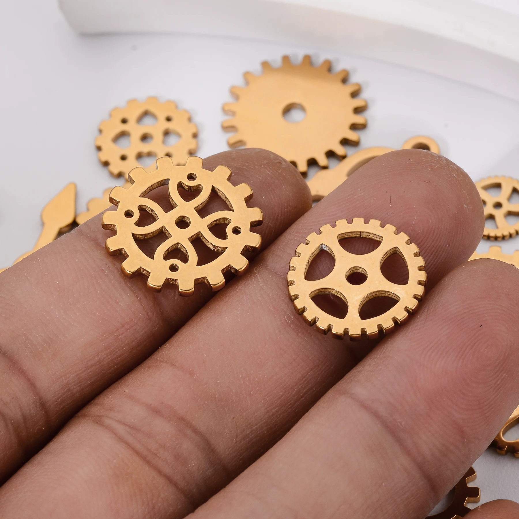 10pcs Stainless Steel Vintage Industrial Gear Charms Steam punk Cogs Pendant For DIY Jewelry Making Necklace Accessories Craft