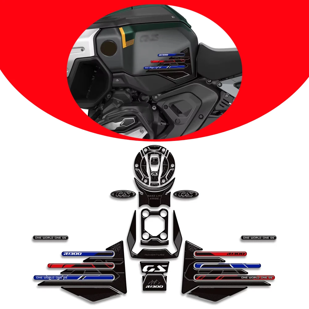 

NEW For BMW R1300GS R1300 R 1300 GS Adventure ADV GSA Tank Pad Side Grips Gas Fuel Oil Kit Knee 3D Stickers Decals 2024 2025