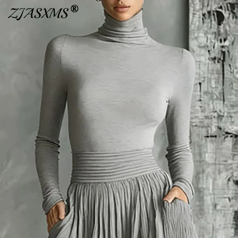 프렌치 스타일 레트로 솔리드 롱 드레스 수트 여성 우아한 터틀넥 탑 풀오버 & 플리츠 맥시 스커트 2피스 세트 가을 의상