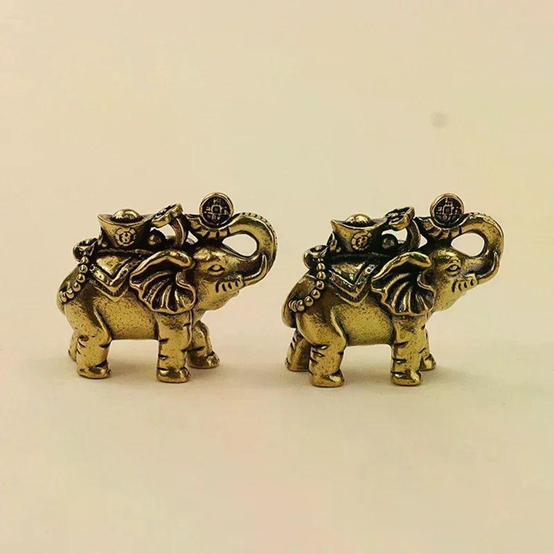 Brass Elephant Metal Figurines Auspicious Elephant Living Room Desk Decoration Mini Elephant Figurines Accessoires Miniatures