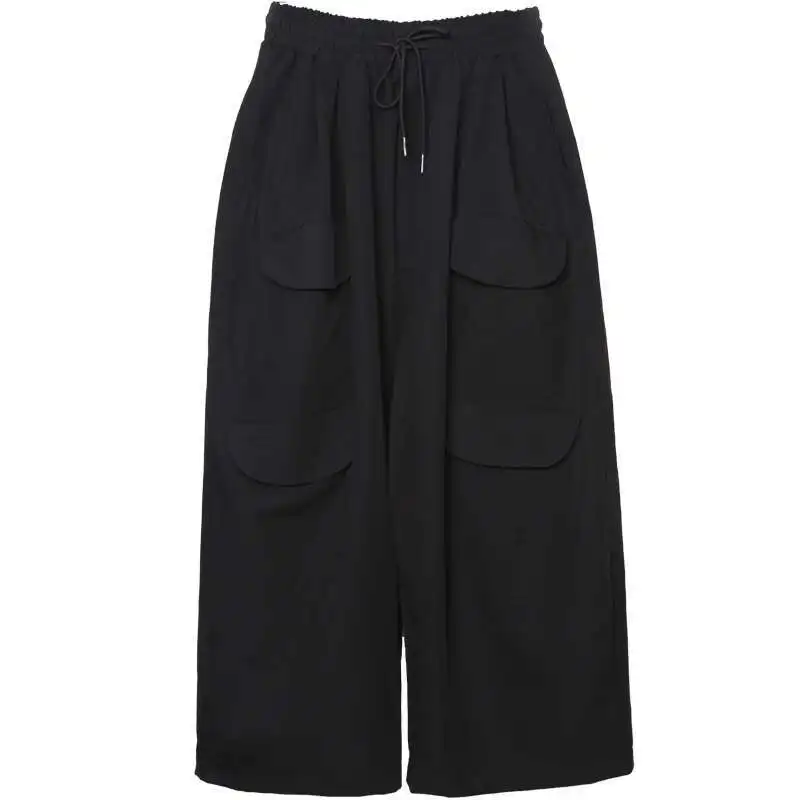 Spring Trend Fashion Black And Straight Personalized New Trousers Summer Casual Men's Wide Leg Pants