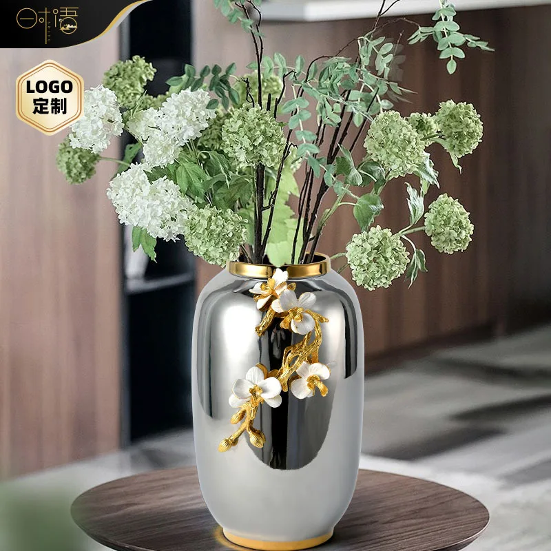 YFY Creative Electroplating Mirror Enamel Color Vase High-end Light Luxury Home Furnishing Ornament Hotel Model Room Flower