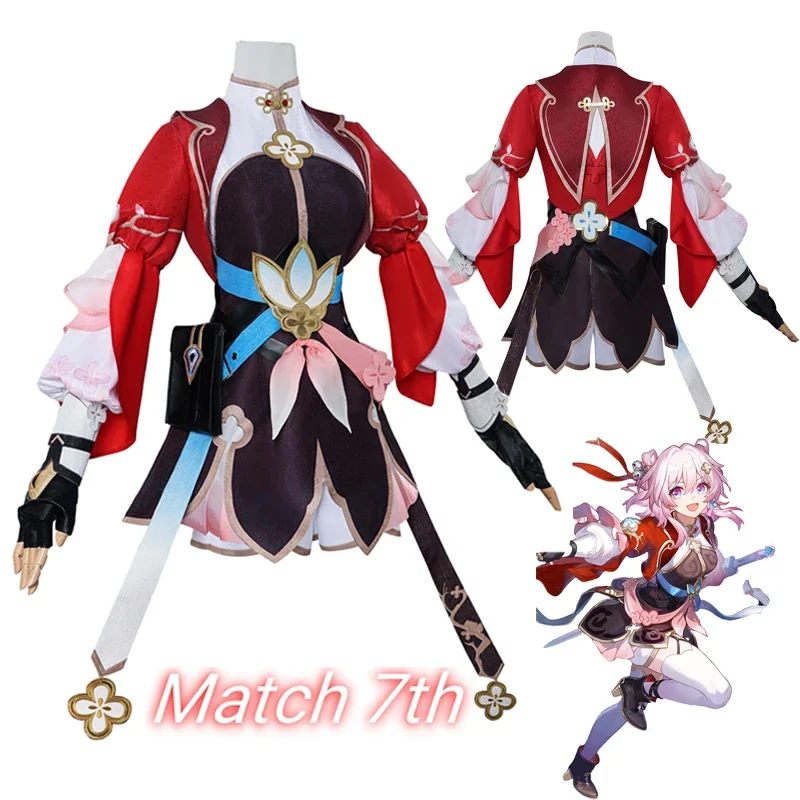 Game Honkai: Star Rail 7 maart Volledige set Cosplay Kostuum Uniform Jurk met accessoires Dames Meisje Halloween Carnaval Pak