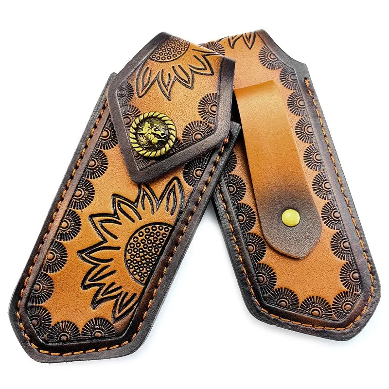 

15CM Scabbard Camping Tool Cowhide Leather Protective Cover for Army Rescue Tool Leather Sheath Pocket