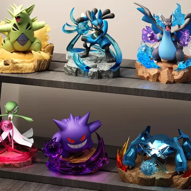 ポケモンフィギュア-フルバトル-マイクロシーン-ライトアップ-メガリザードンx-ゲンガー-ガーディオール-ルカリオ-ティラニター-ディアルガ-コレクタブルギフト-おもちゃ