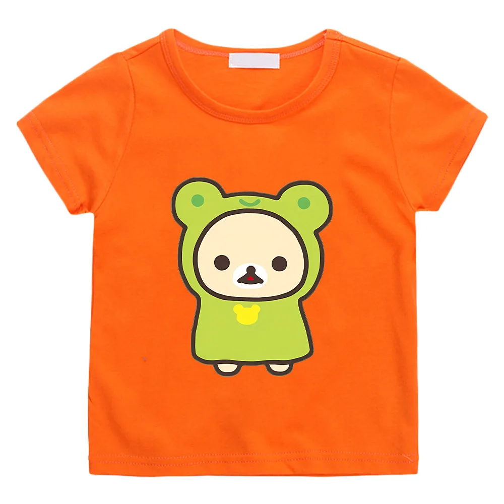 Rilakkuma  Kwaiii Kids Tshirt Anime Cute Printing Shirt Fashion Cartoon T-Shirt for Children Casual Tops Short Sleeves  Clothes