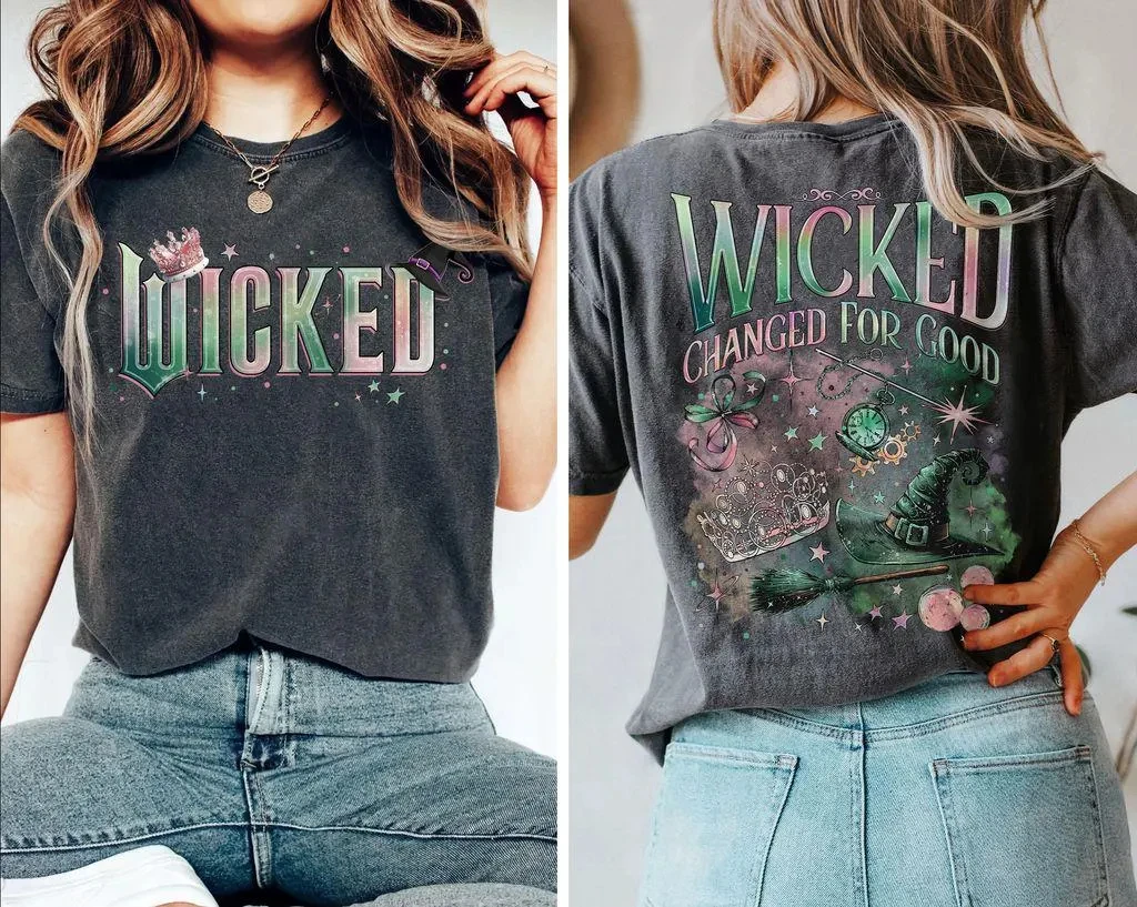 Retro Evil Movie Comfortable Color Shirt Wizard of Oz Fan Gift Witch T-shirt Pop Culture Pattern Evil Music Shirt