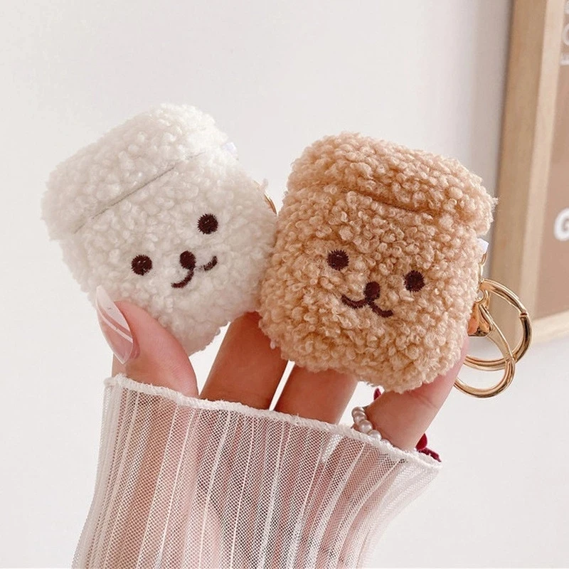 Lovely Plush Teddy Dog Case for Apple Airpods 1 2 3 Pro 2 USB C Pro2 Cover Earphone Protective Cases Fashion Headphones Fur Case