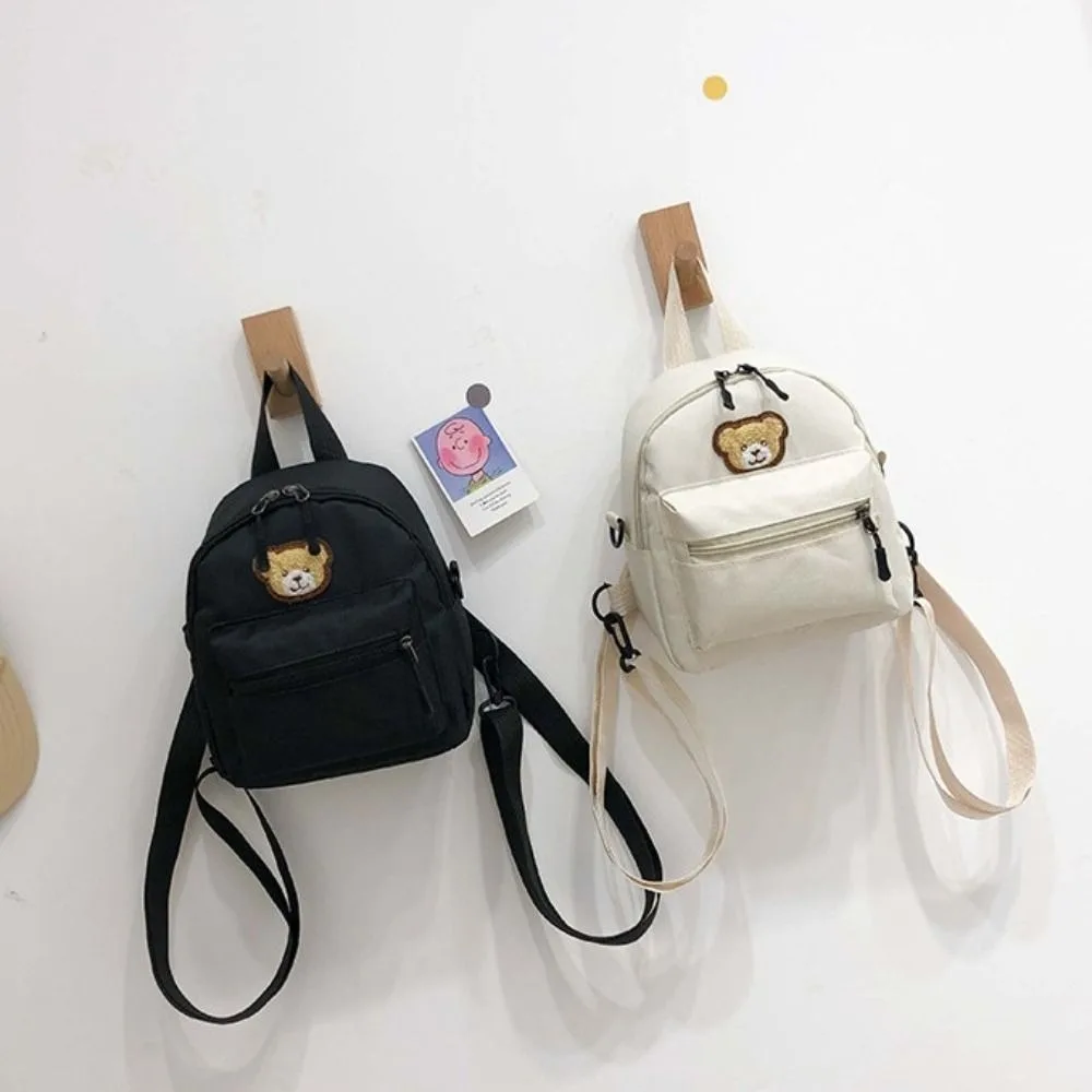 Oxford Cloth Mini Backpack Student Backpack Fashionable Cartoon Embroidered Bear Crossbody Backpack