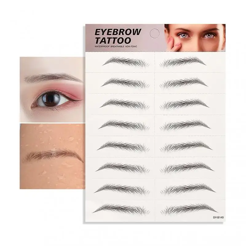 1PC Eyebrow Tattoo Sticker Hair-like Natural Brows Look Makeup Waterproof Long Lasting Easy to Wear Adhesive False Eyebrows