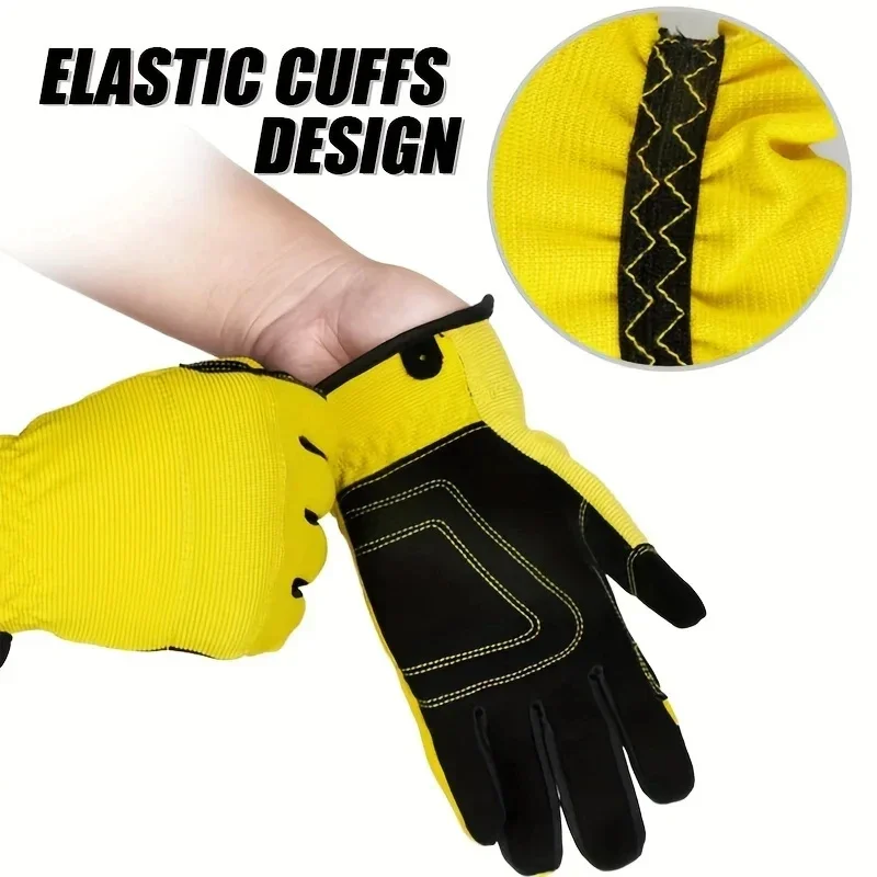 Mens Work Gloves Touch screen, Utility Mechanic Gloves, Flexible Breathable Fit- Padded Knuckles & Palm