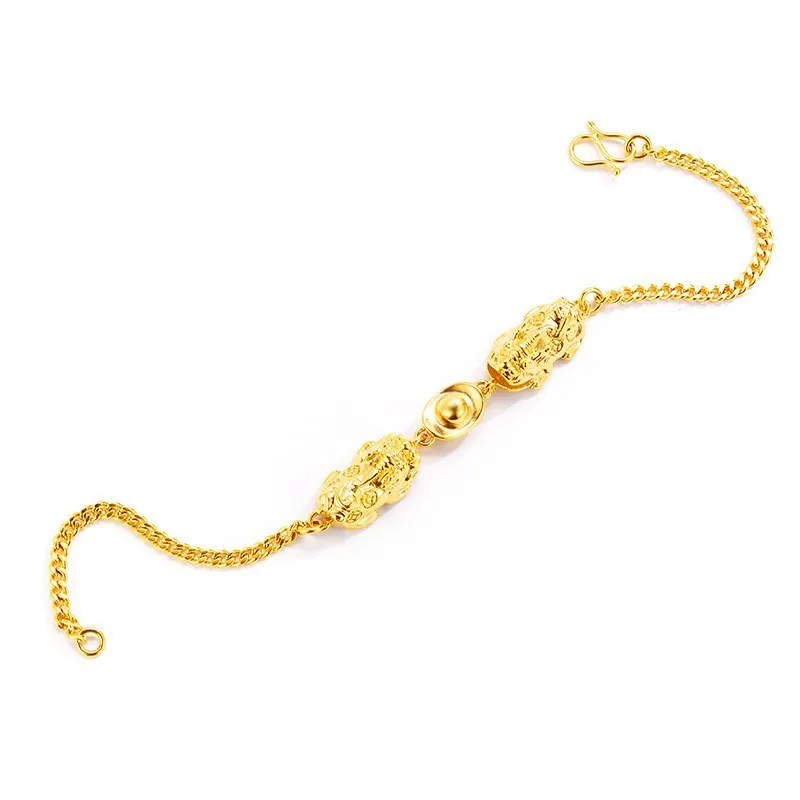 AU999 Pixiu Yuanbao jewelry pure gold 24k gold ladies bracelet gold swallowing beast bracelet real gold jewelry gift