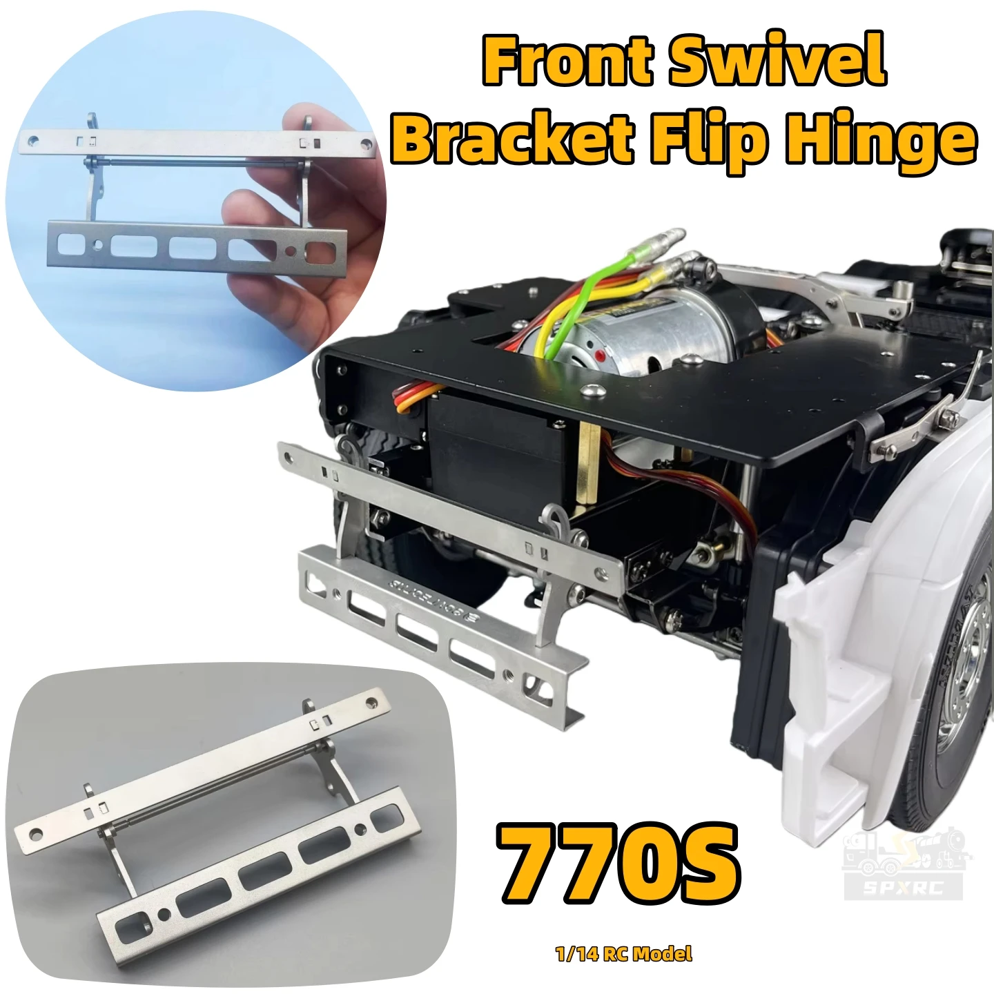 

770S металлический передний поворотный кронштейн, откидная петля для 1/14 Tamiya RC, игрушка с дистанционным управлением, самосвал, прицеп, трактор, автомобильные аксессуары «сделай сам»