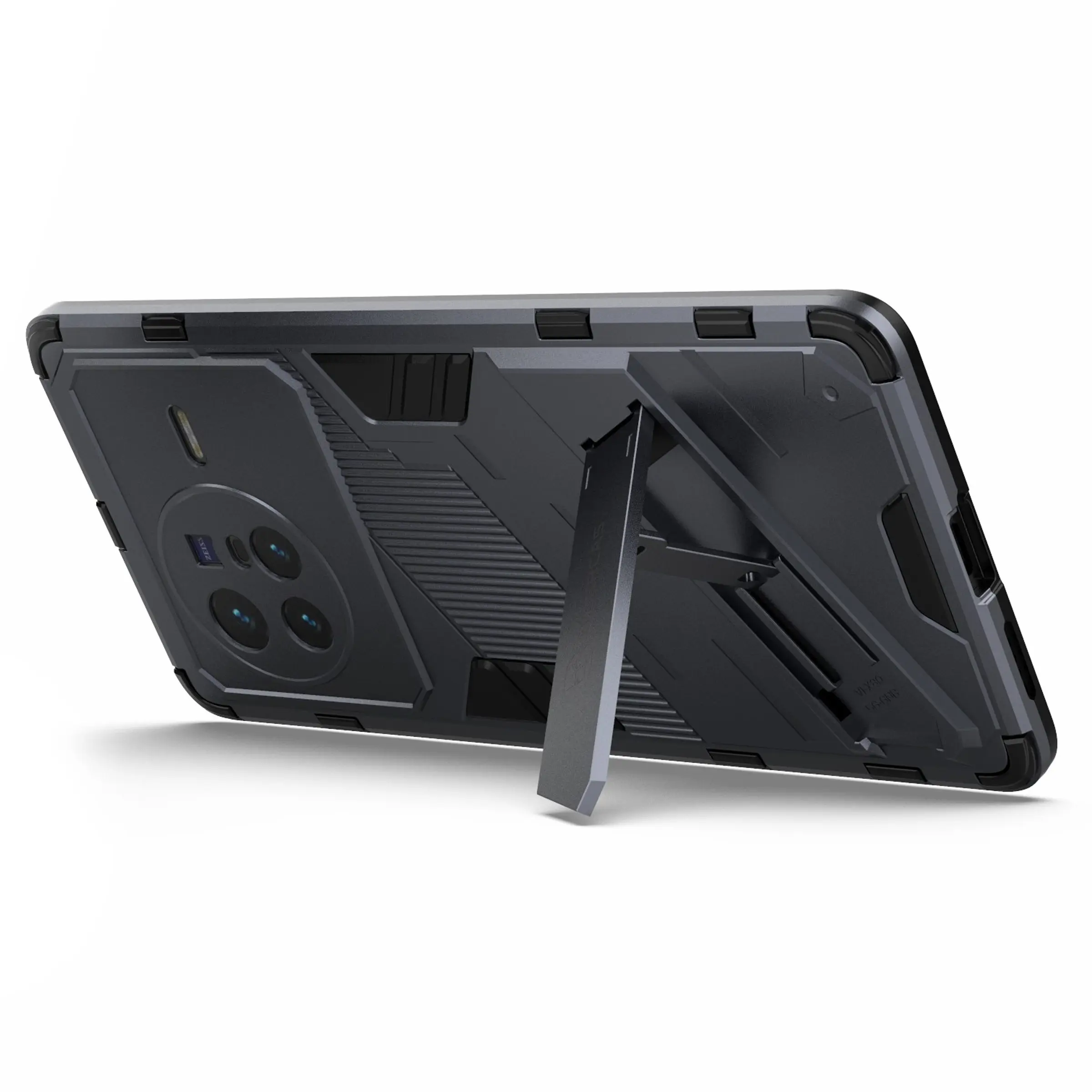 Untuk vivo X80 5G Kickstand Combo PC + Casing TPU Cangkang Ponsel Pelindung Lapisan Ganda Tahan Jatuh - Abu-abu