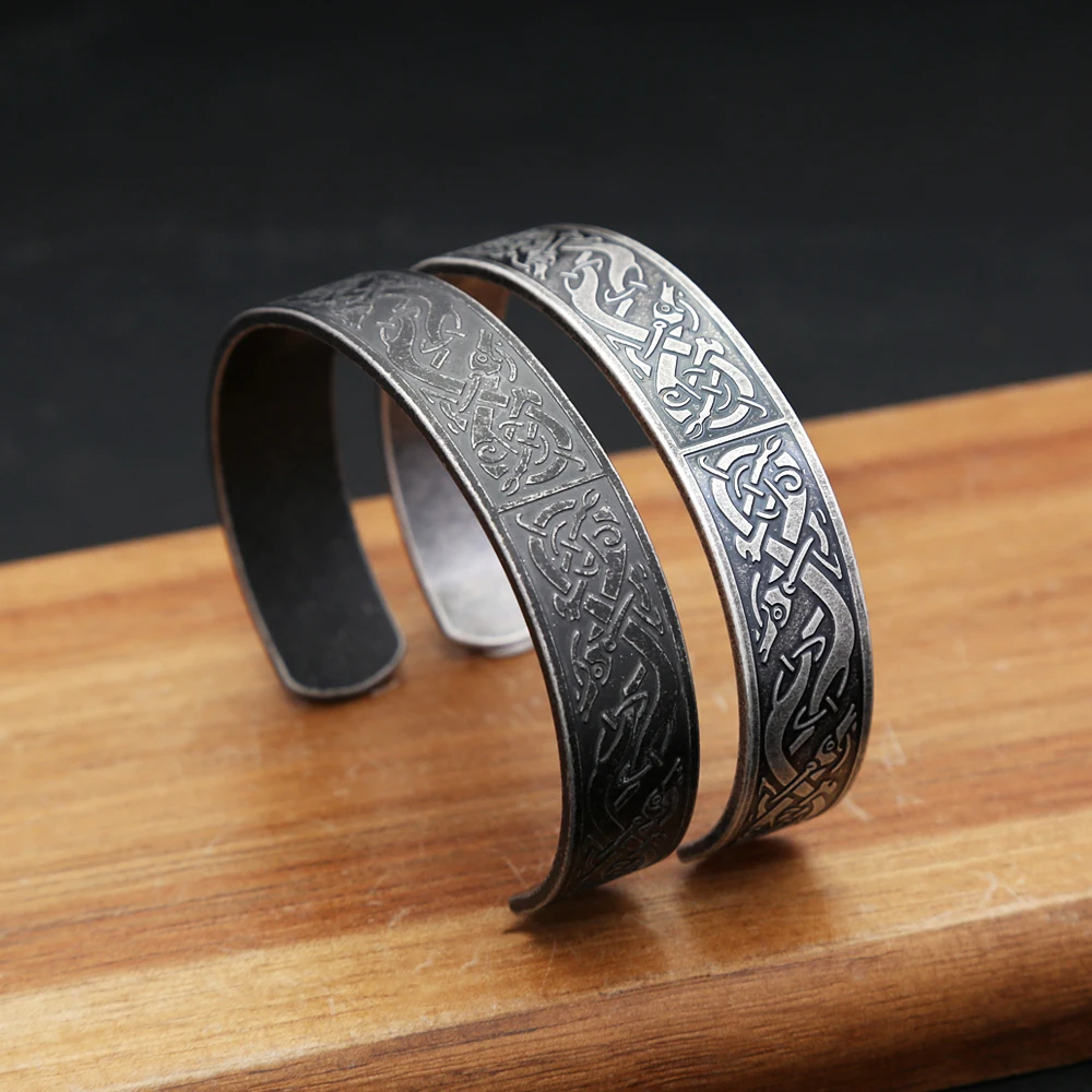 

Скандинавский браслет с тотемом дракона викингов в стиле панк, открывающиеся браслеты из нержавеющей стали для мужчин и женщин, модный амулет, ювелирные изделия, подарки, дропшиппинг