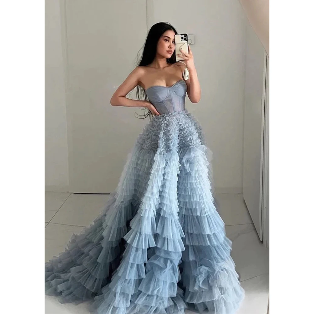 

Strapless Evening Dress Sleeveless Colorful Prom Dresses 2025 Tulle Sweetheart A-line For Elegant Women Party Gowns Customized