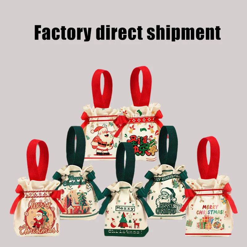 

Christmas Decorations Santa Gift Bag Christmas Candy Bags 2025 New Year Drawstring Gift Candy Bags Cookies Packing Handbag