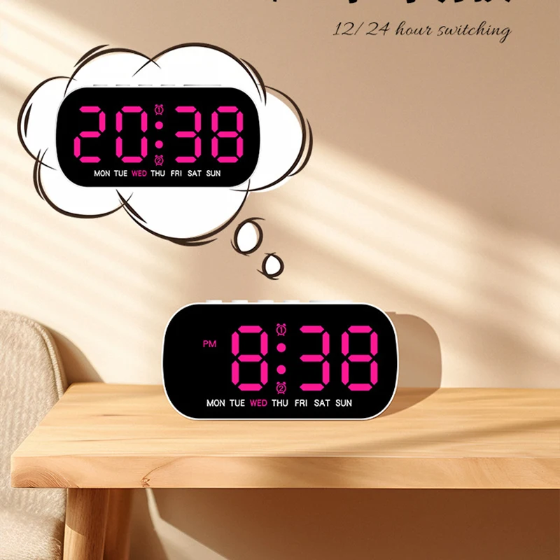 

LED Digital Alarm Clock Electronic Desk Clock With Date Display Backlight Snooze Function For Home Bedroom Desktop Decoration
