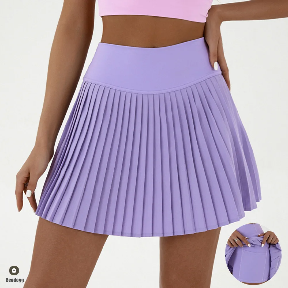 XS-XL Anti Shorts Tennis Pleated Skirt Yoga Sports Women Mini Pant Skirt High Waist Golf Badminton Skort Under The Skirt Pocket