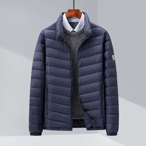 New national standard 90 white duck down men's light and warm down jacket with a stand-up collar for autumn and winter, fashiona