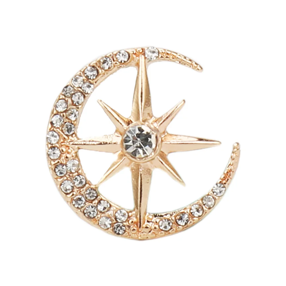 Elegant Niche Brooches Star and Moon Starburst Men's Suit Jacket Metal Pin Women's Fixed Clothing Anti Glare Accessory