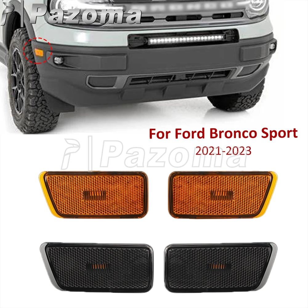 

For Ford Bronco Sport Front Bumper Light Side Marker Lamp LED Left&Right Side Lights Replacement 2021 2022 2023 Yellow&Smoke Len