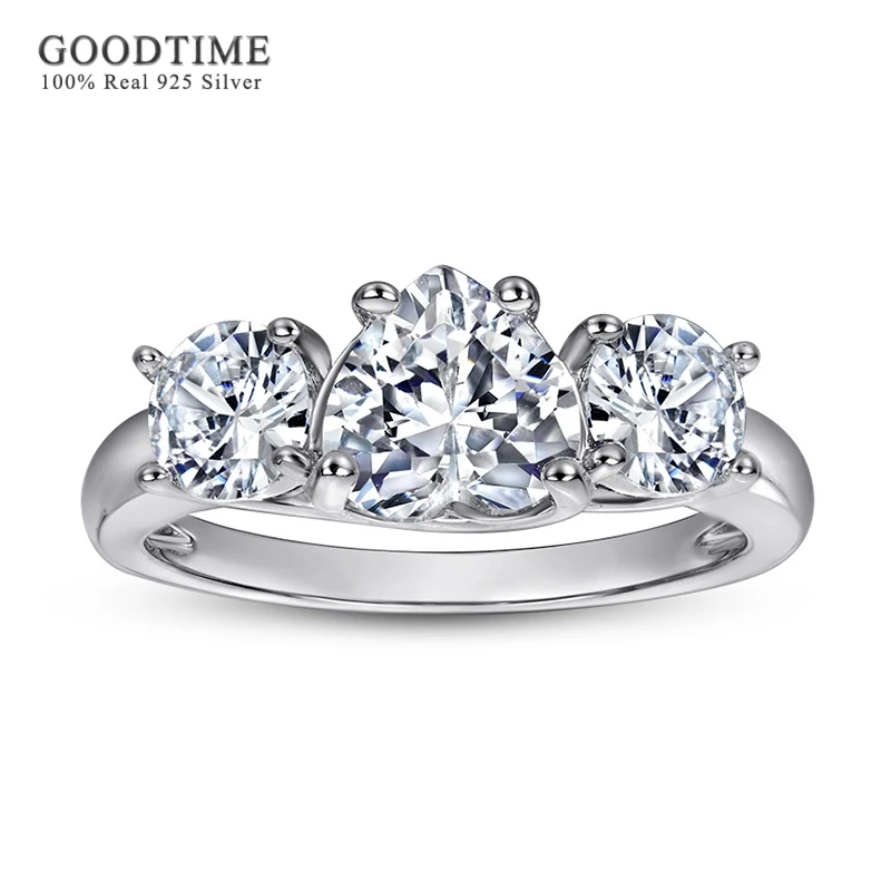 

Trendy Woman Ring Pure 100% 925 Sterling Silver Ring Luxury Heart Zircon Wedding Band Bride Ring Jewelry Anniversary Gift