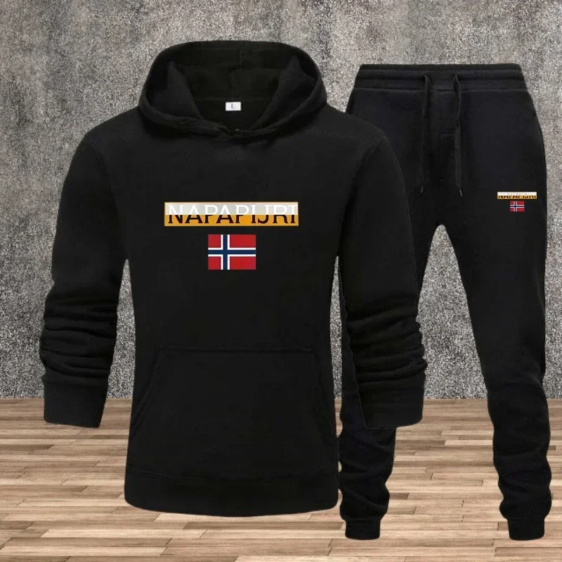 

Men's sportswear set sportswear set sportswear printed sweatshirt 9-inch pants 2-piece set casual jogging men's clothing hoodies