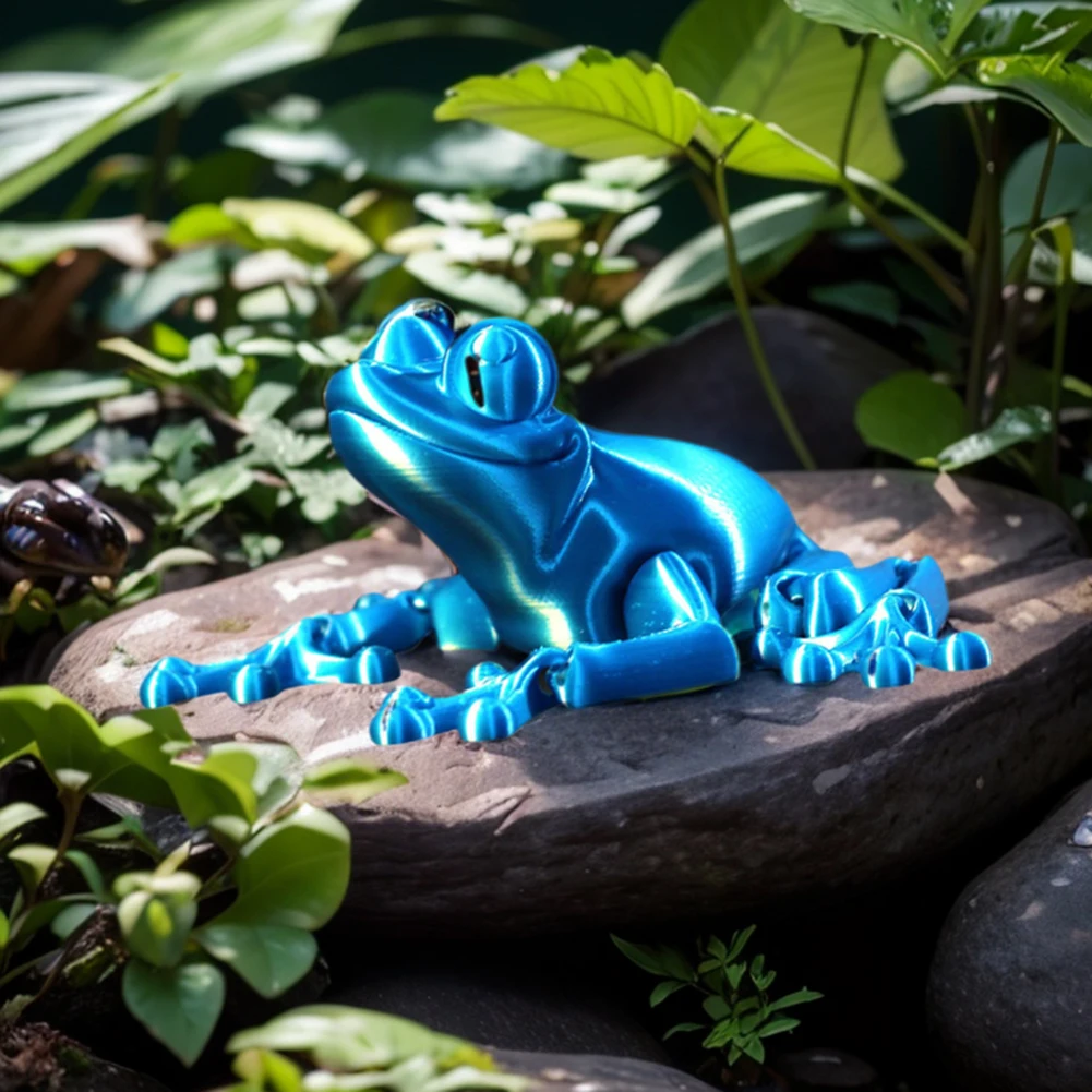 3D Printed Articulated Frog Model Plastic Articulated Frog Ornament Creative Artificial Frog Sculpture Home Office Decor