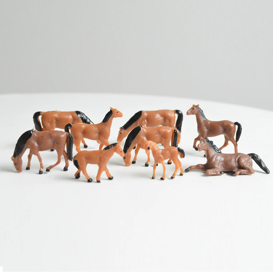 6pcs/lot Ho Scale 1:87 Miniature Horses Model Farm Animals Toys DIY Model Making for Diorama Random Poses