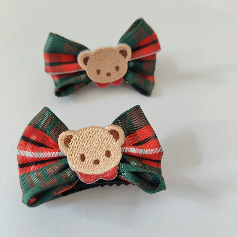 Familiair Hair Clip Metal Buckle Embroidered Bear Rabbit Cherry Style 3.5-5cm Hair Clip Accessory Gift