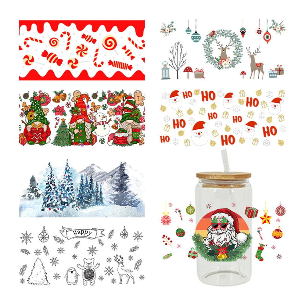 Cartoon Christmas Pattern Cup Stickers Waterproof Non-marking Home Furniture Decorative Sticker Thermal Cups Waterproof Decals