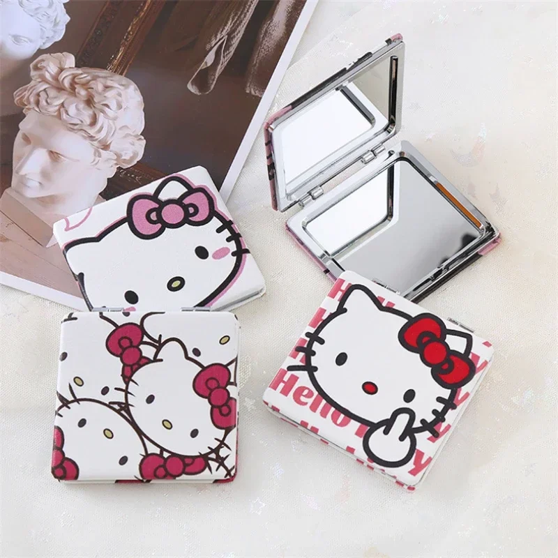 

Sanrio Peripheral Portable Folding Mirror Anime HelloKitty Cinnamoroll Kuromi My Melody Double Sided Pattern Makeup Girl Gift