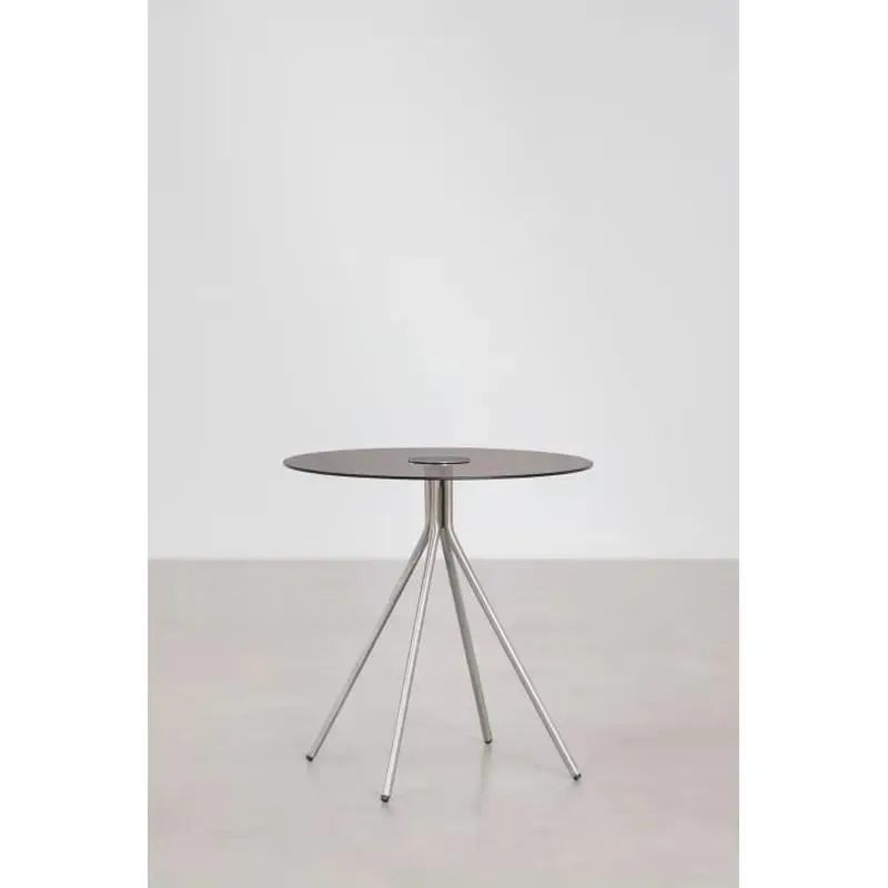 Scandinavian Style Coffee Table and Side Table Set Tempered Glass Top Stainless Steel Legs for Family Living Room