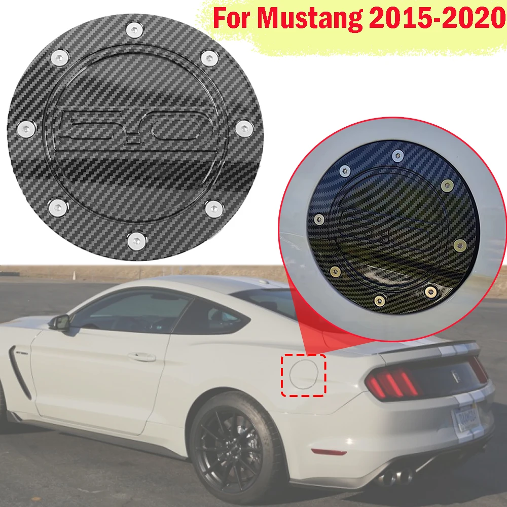 For Mustang 2015-2020 Fuel Tank Cap ABS Fuel Filler Door Protective Cover Exterior Car Mouldings Accessory