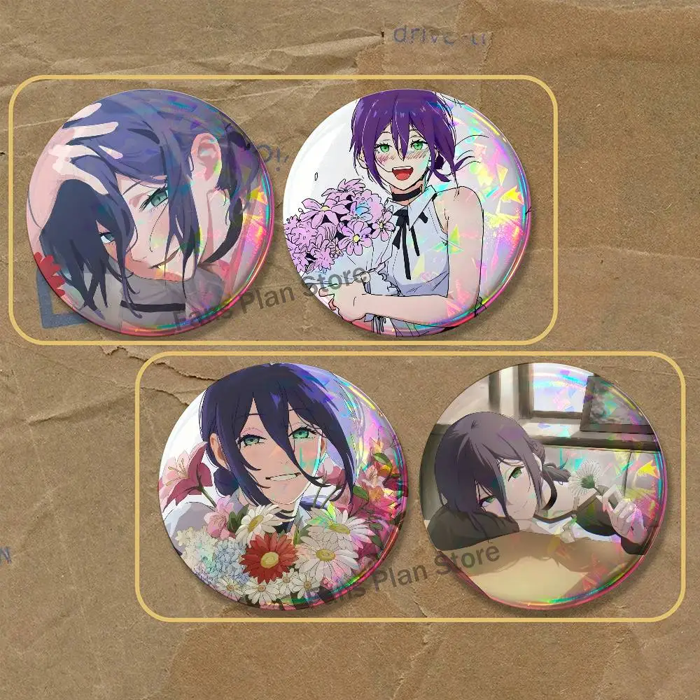 C-Chainsaw Reze Brooches For Backpack Accessories 25,32,44,58,75mm Round Enamel Pins 2-piece Set Cartoon Anime Badge