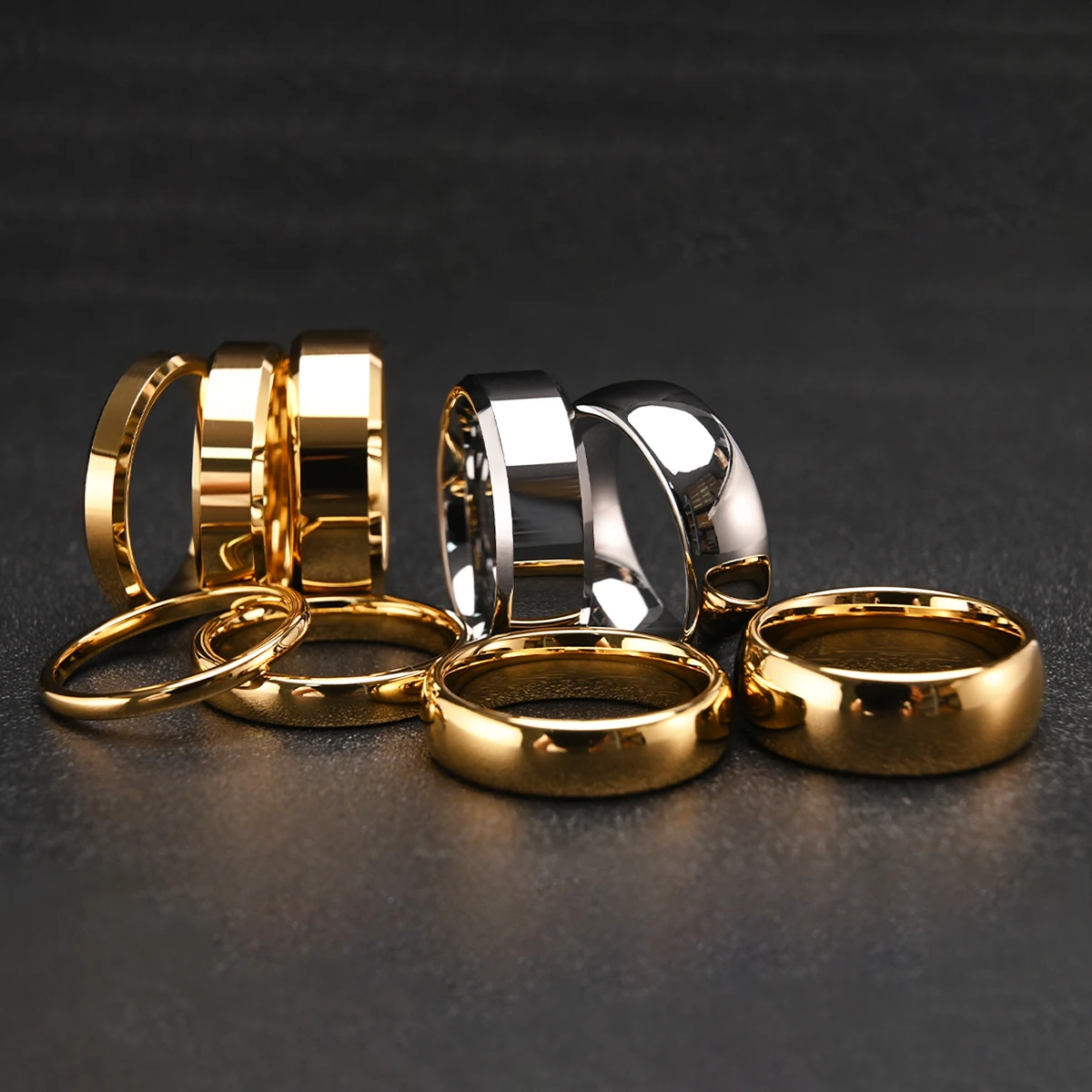 2/4/6/8mm goldener Wolframring für Damen, Anillos de Mujer, Herren, Y2K-Accessoires, Schmuck, Bague, Bijoux Femme, Herren-Eheringe – Detail 6
