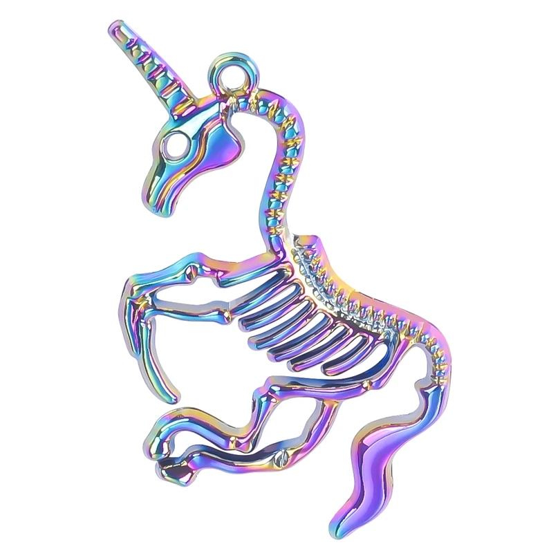 

10PCS New Goth Unicorn Fossil Charms Pendants For Necklace Earrings DIY Jewelry Accessories Bulk Alloy Plating Rainbow Color