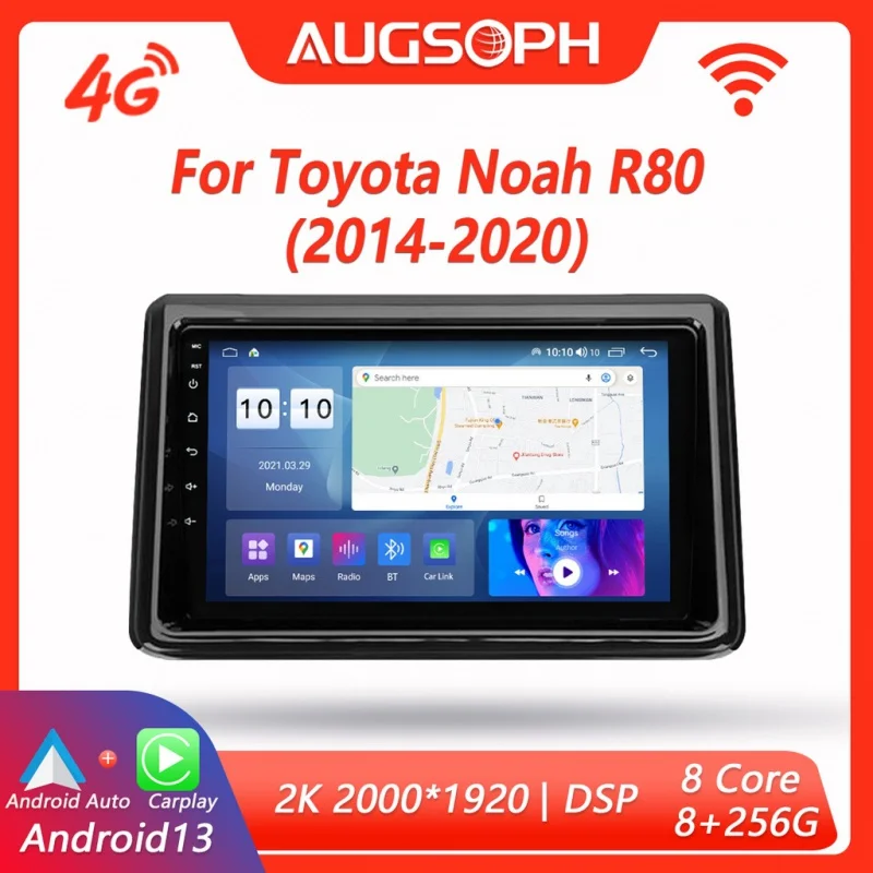 

Android 13 Car Radio for Toyota Noah R80 2014-2020, 9inch 2K Multimedia Player with 4G Carplay DSP & 2Din GPS Navigation.