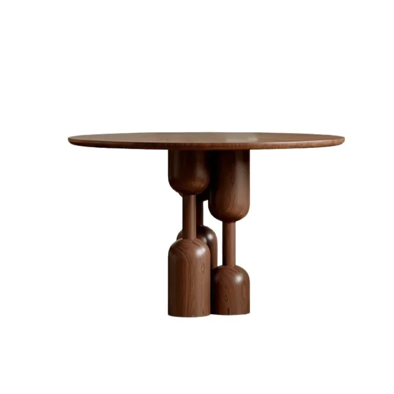 

Medieval style solid wood dining table restaurant oak round table household dining table household small apartment