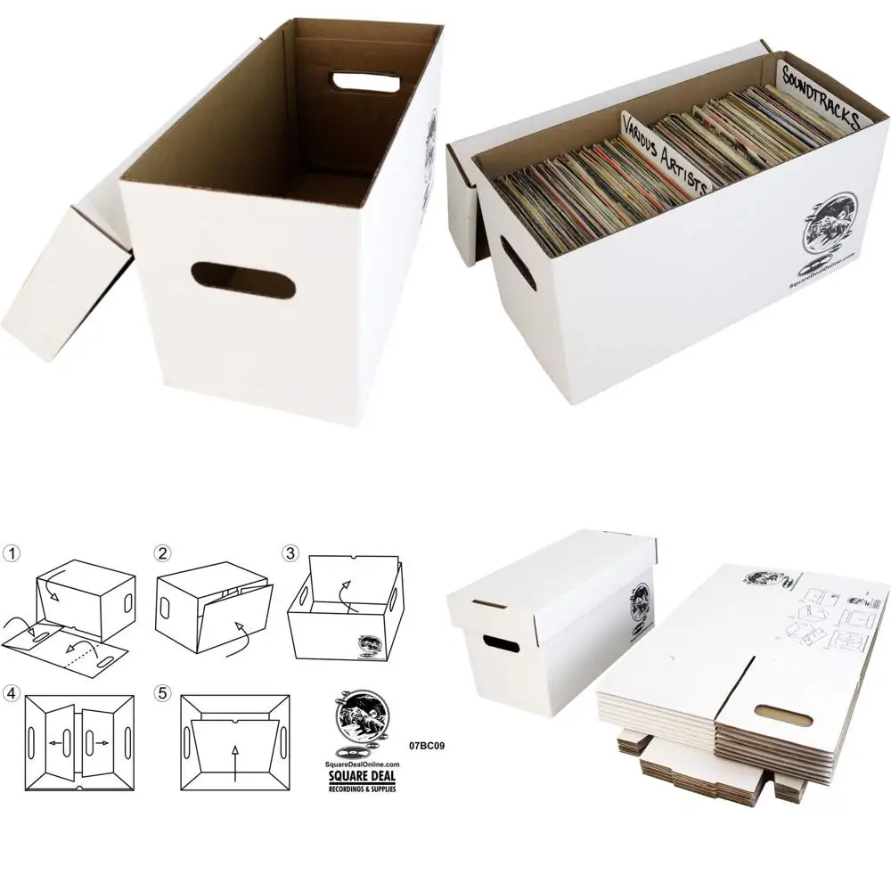 

20-Pack 7 Vinyl Record Boxes - Durable Cardboard with Removable Lid - Holds 200 Records - Ideal for Long-Term Storage