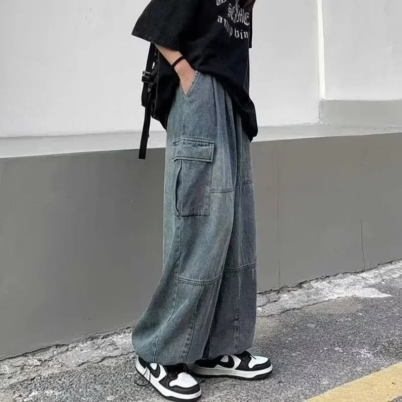 2023 frühling Herbst Hosen y2k baggy jeans für männer Breite bein Hosen Taschen Elastische Taille Streetwear Lose bequeme Hosen