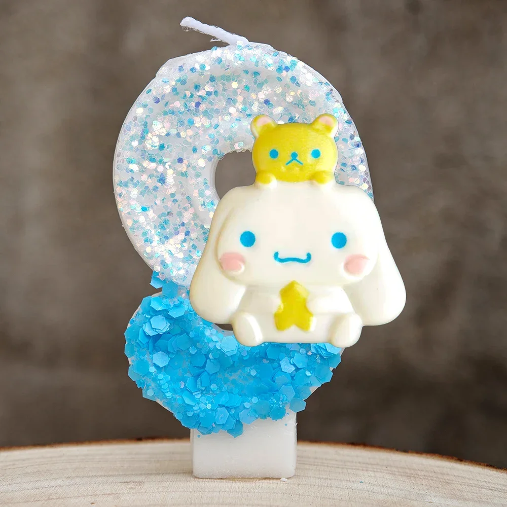 Kawaii Cinnamoroll Cartoon-Themen Glitzerkerze Kinder Geburtstagskerze Dekorationen Tortendekoration Baby-Shower Party-Zubehör – Detail 21
