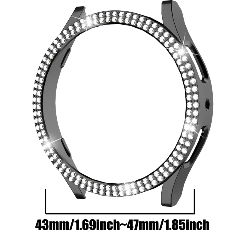 Custodia per Samsung Galaxy Watch 4 5 6 7 40mm 44mm Custodia protettiva in plastica rigida Paraurti fila di diamanti incrostati copertura lucida