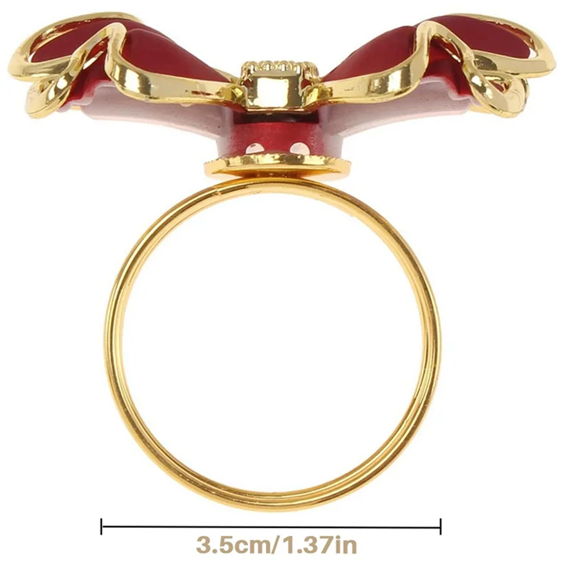 AB47-30 Pieces Red Bowknot Napkin Rings, Butterfly Knot Napkin Ring Holders Handmade Metal Napkin Buckles Elegant Table Decor