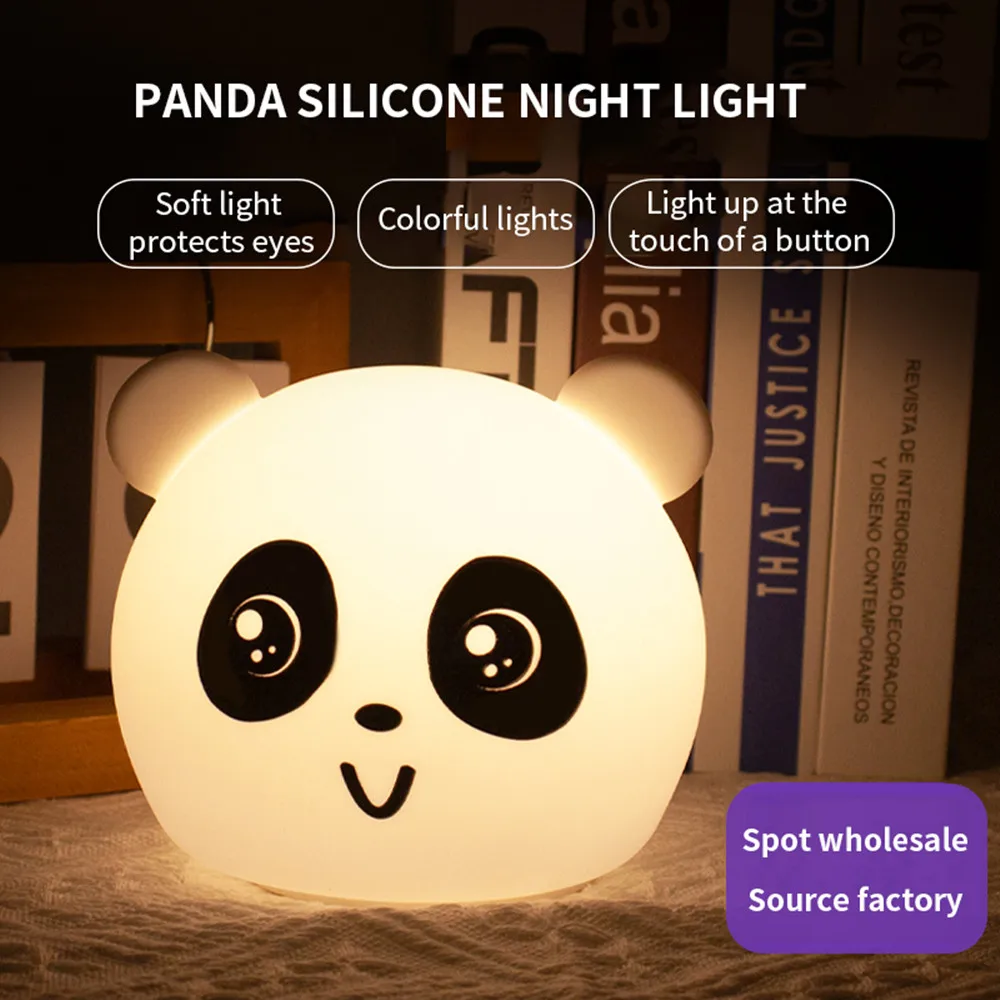 Luz nocturna con forma de gato para niños, lámpara de noche Kawaii Popular, BabyNightLamp7-colorPatTouch de colores, carga para dormitorio, mesita de noche, regalo para niños